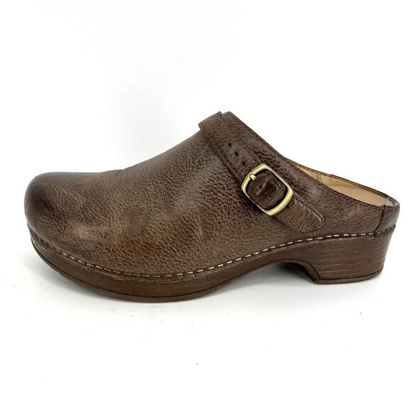 Dansko Brown Berry Burnished Slide Mule Clog (EU37 - US women's 6.5)
